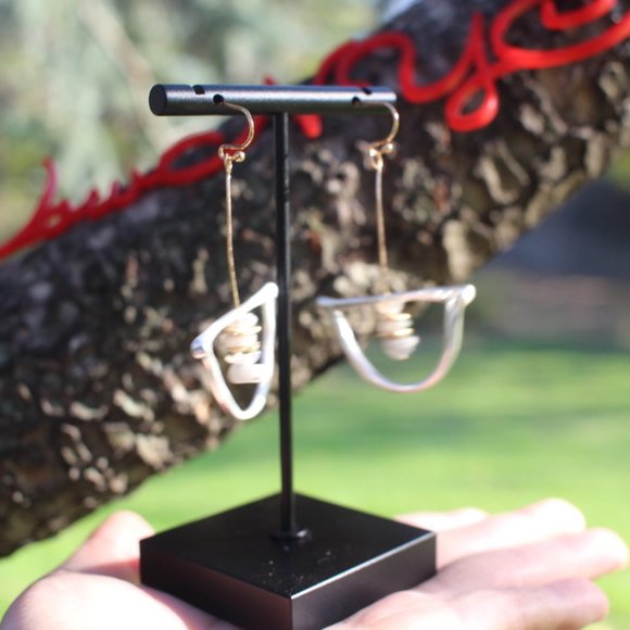 New Silver Boho Natural Stone Drop Dangle Earrings Boho Drop Simple - Picture 4 of 13